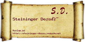 Steininger Dezső névjegykártya